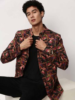 SHOWOFFFF - Multicolor Mandari Neck Printed Blazer