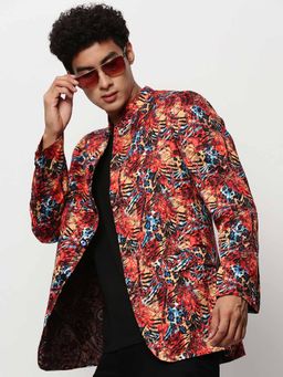 SHOWOFF - Multicolor Mandari Neck Printed Blazer