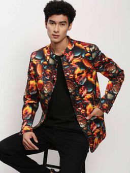 SHOWOFF - Multicolor Mandari Neck Printed Blazer