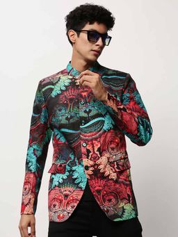 SHOWOFFFF - Multicolor Mandari Neck Printed Blazer