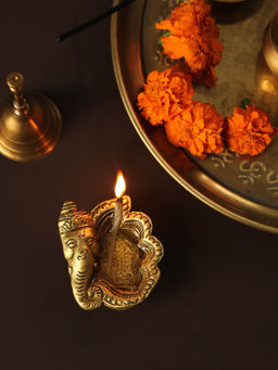 Revive Home - Brass Diya Ganesha Ear Design