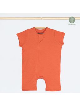Cocoon Care - Orange Bamboo Knit Short Sleeve Romper for Babies