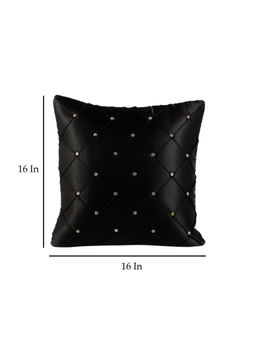 MFD HOME FURNISHING - Solids Black Satin 16 X 16 Inches Cushion Cover (Set of 5 ) With Cushions