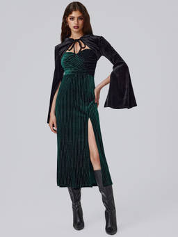 Cider - Velvet Hooded Solid Knotted Long Sleeve Crop Top