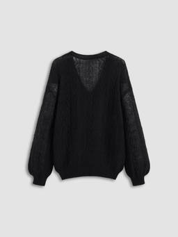 Cider - Mohair V-neck Solid See-through Sweater