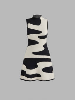Cider - Knit High Neck Zebra Striped Mini Dress