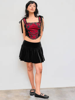 Cider - Scoop Neckline Floral Lace Knotted Cami Top