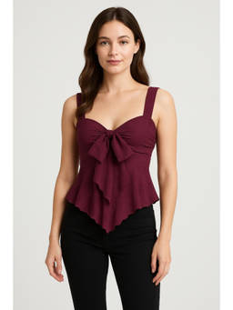 Cider - Lace Sweetheart Bowknot Top