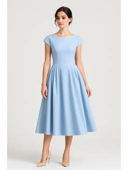 Cider - Boat Neck Cut Out Backless Ruffle Maxi Dress