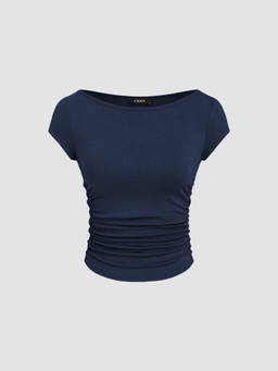 Cider - Boat Neck Ruched Tee