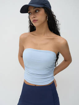 Cider - Bandeau Ruched Crop Top