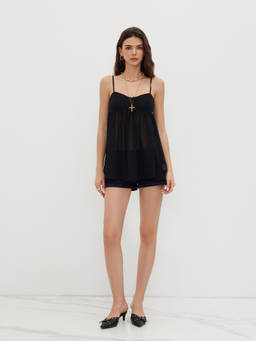 Cider - Chiffon Leopard Bowknot Oversized Nightdress