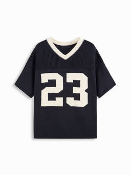 Cider - Knit V-neck 23 Hollow Out Short Sleeve Top