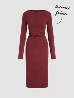 Cider - Thermal Cotton-blend Ruched Dress
