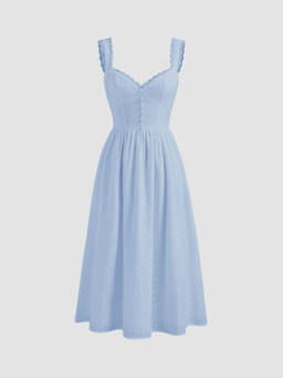 Cider - Cotton V-neck Broderie Anglaise Floral Button Dress