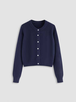 Cider - Wool-blend Round Neckline Solid Button Knitted Cardigan