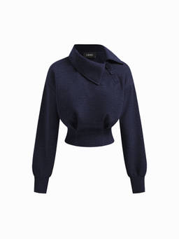Cider - Asymmetrical Neck Long Sleeve Cinched Waist Sweatshirt