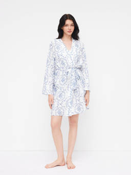 Cider - V-neck Floral Robe With Belt