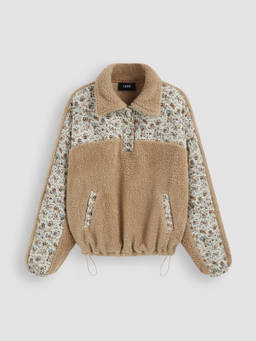 Cider - Fleece Floral Patched Oversized Sweatshirt