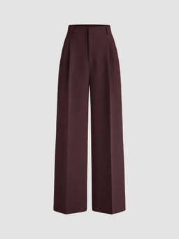 Cider - Mid Rise Pleated Wide Leg Trousers