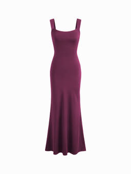 Cider - Scoop Neckline Solid Bowknot Backless Maxi Dress