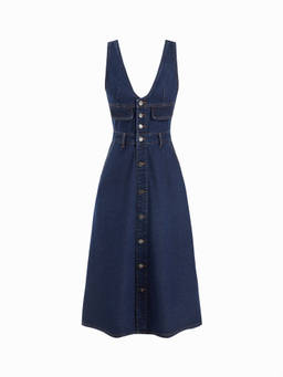 Cider - Denim V-neck Button Maxi Dress