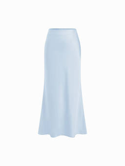 Cider - Satin Mid Rise Ruffle Bias Maxi Skirt