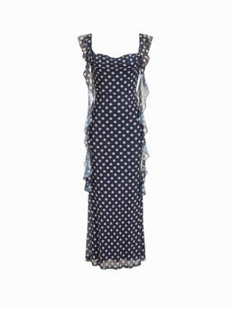 Cider - Mesh Ruffle Hem Maxi Dress