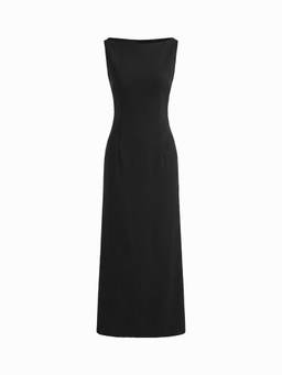 Cider - Boat Neck Solid Maxi Dress