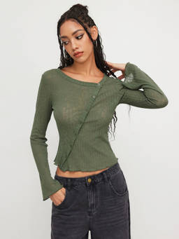 Cider - Asymmetrical Neck Lettuce Trim Top