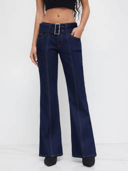 Cider - Denim High Stretch Low Rise Bootcut Jeans With Belt