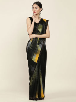 Soch - Printed Chiffon Saree with Unstitched Blouse