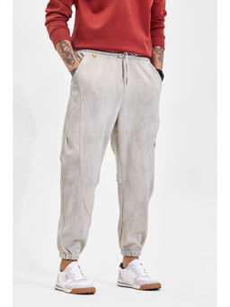Snitch - Ash Grey Solid Relaxed Casual Joggers for Men