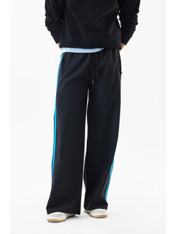 Snitch - Navy Blue Solid Relaxed Track Pants for Men