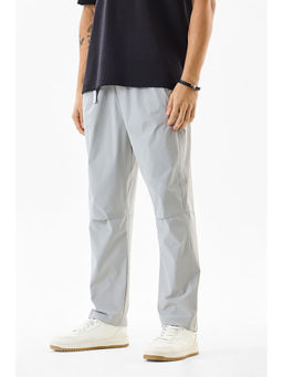 Snitch - Light Grey Solid Relaxed Casual Track Pants for Men