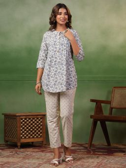 SPAN - Navy Blue A-Line Printed Co-Ord