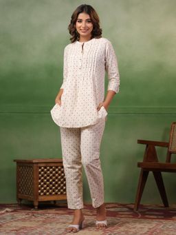 SPAN - Off White A-Line Printed Co-Ord Set