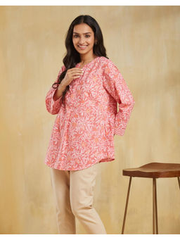 Fabindia - Pink Cotton Hand Block Printed Tunic