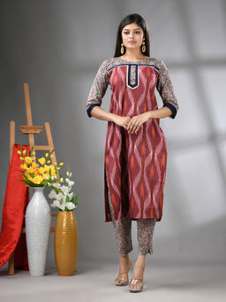 CHARUKRITI - Brown Cotton Printed Straight Kurta