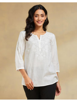 Fabindia - White Cotton Chikankari Tunic