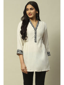 Rangriti - Women Ecru Rayon Indie Kurti