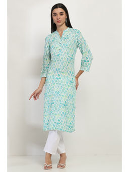 Rangriti - Women Sea Green Viscose Straight Kurta