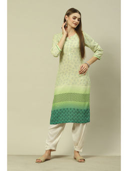 Rangriti - Women Green Liva Straight Printed Kurta