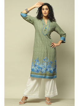 Rangriti - Women Green Liva Straight Printed Kurta