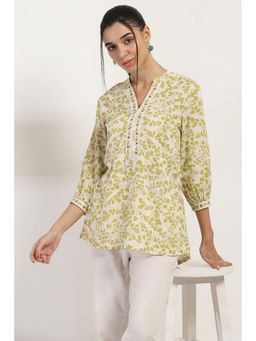 Rangriti - Women Olive Cotton Straight Kurti