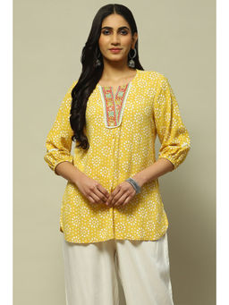 Rangriti - Women Mustard Yellow Rayon Indie Kurti