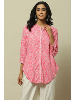 Rangriti - Women Pink Floral Printed Straight Indie Kurti