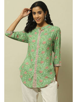 Rangriti - Women Green Floral Printed Straight Kurti