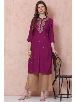 Rangriti - Women Phalsa Straight Solid Kurta