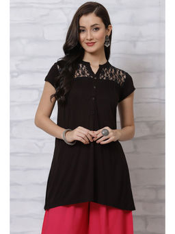 Rangriti - Women Black Viscose Straight Kurti